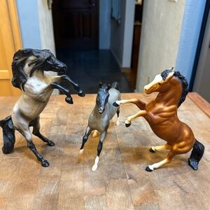 Vintage Breyer Horses Classic Fighter Black Rearing Horse Figurines lot of 3